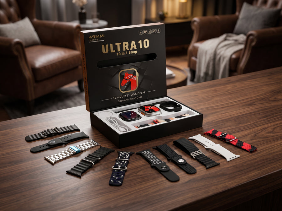 10 in 1 Ultra Smart Watch | 10 Pairs of Straps | 1 Dial Case