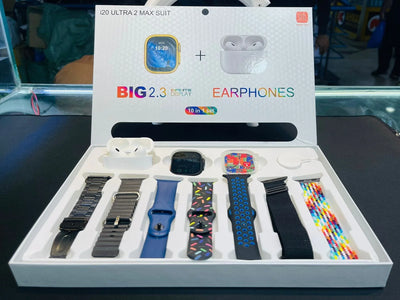 i20 Ultra Smart Watch With Earbuds And 7 Straps-i20 Ultra Max Suit Smart Watch 2.3" HD Big Screen 49mm