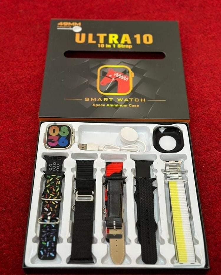 10 in 1 Ultra Smart Watch | 10 Pairs of Straps | 1 Dial Case
