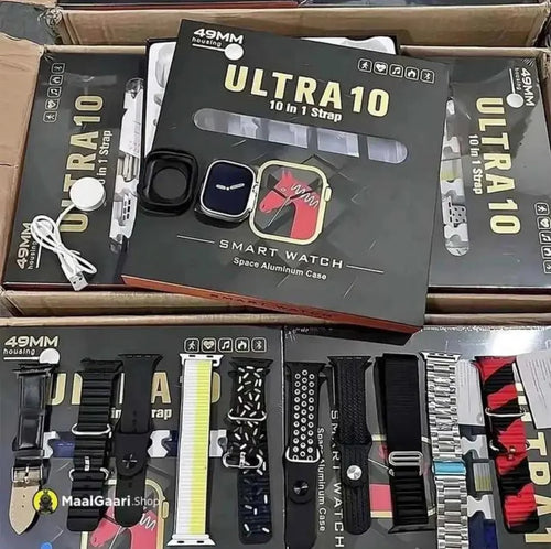 10 in 1 Ultra Smart Watch | 10 Pairs of Straps | 1 Dial Case