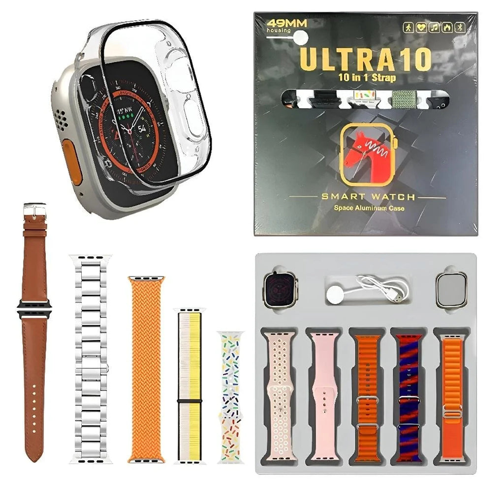 10 in 1 Ultra Smart Watch | 10 Pairs of Straps | 1 Dial Case