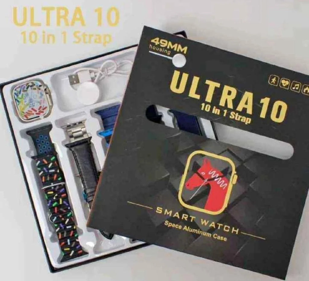 10 in 1 Ultra Smart Watch | 10 Pairs of Straps | 1 Dial Case