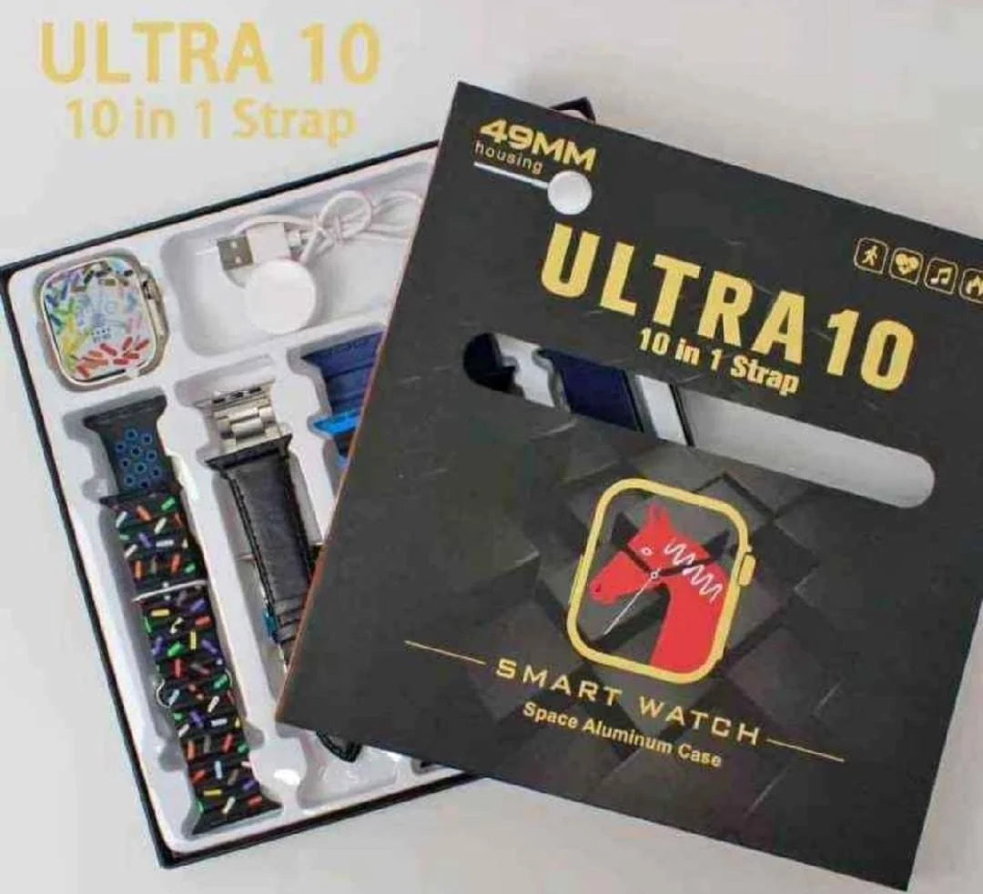 10 in 1 Ultra Smart Watch | 10 Pairs of Straps | 1 Dial Case
