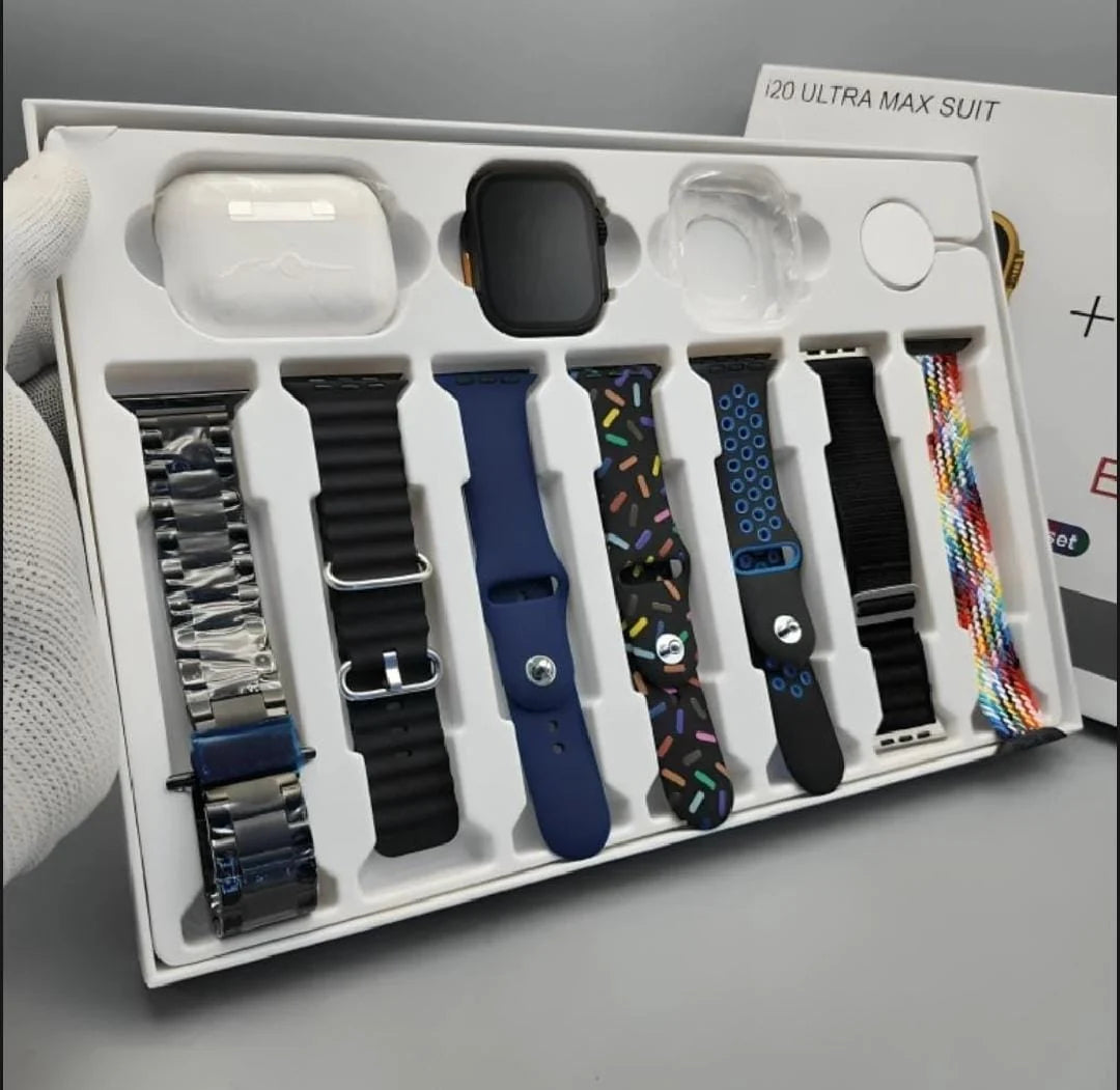 i20 Ultra Smart Watch With Earbuds And 7 Straps-i20 Ultra Max Suit Smart Watch 2.3" HD Big Screen 49mm