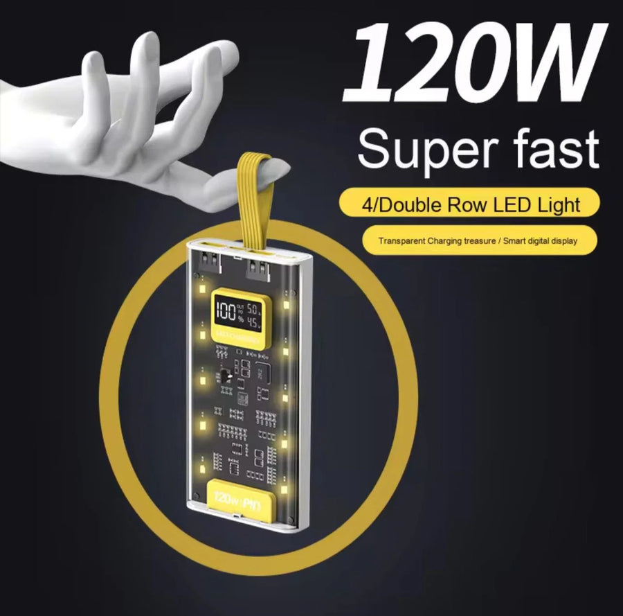 20000 MAH 66W FAST CHARGING TRANSPARENT POWER BANK