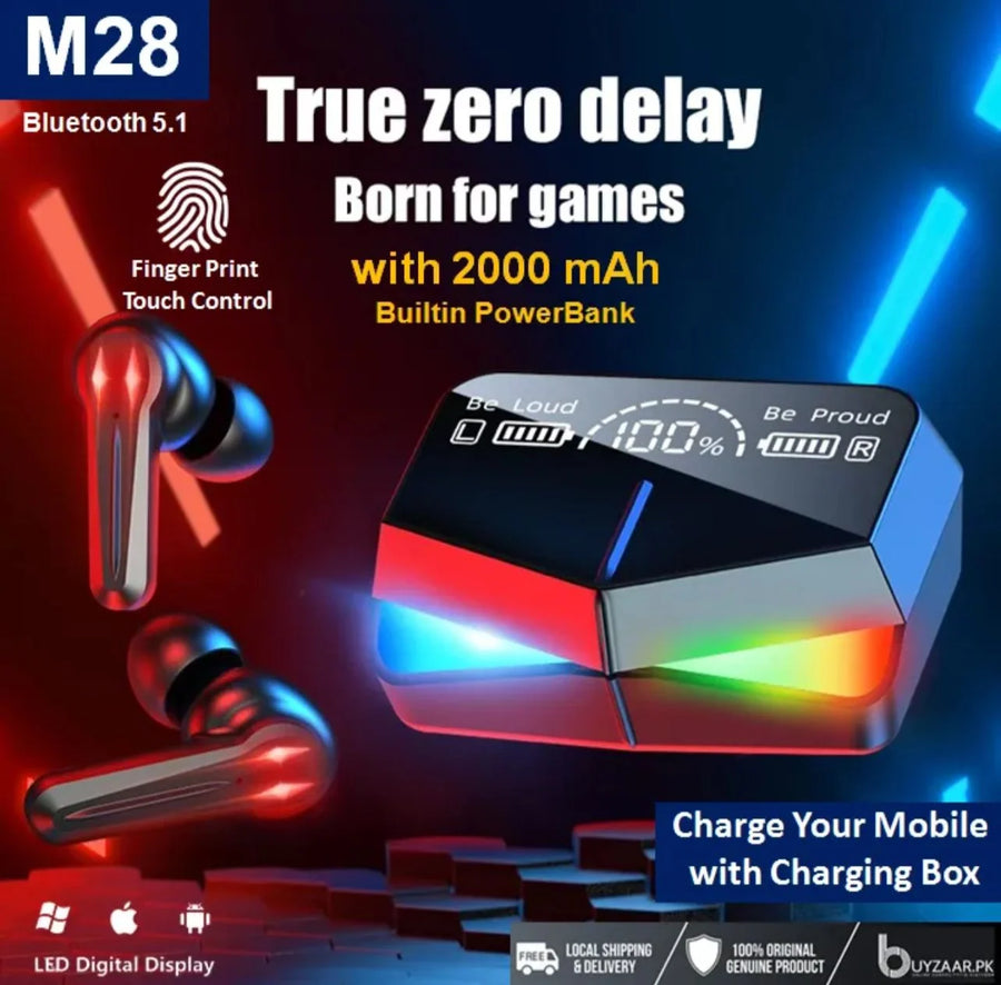 M28 TWS Wireless Earbuds | Bluetooth 5.3 | Earbuds Touch Control & HD Mic